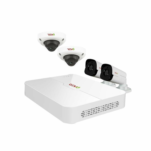 Revo America Ultra HD Audio Capable 4 Channel Surveillance System with 4 4MegaPixel Cameras RU42D2GB2GA-1T